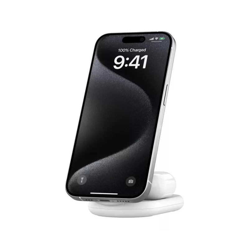 BELKIN Boostcharge Qi2 15w Magnetický 2v1 stojan – Biela