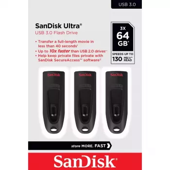 WESTERN DIGITAL Sandisk Cruzer Ultra - 64GB USB kľúč - USB 3.0 - čierna - balenie 3 ks