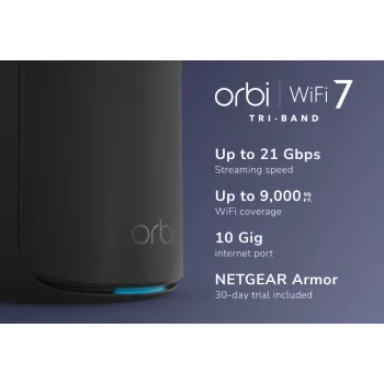 NETGEAR Orbi 870 Tri-Band (2,4 GHz / 5 GHz / 6 GHz) Wi-Fi 7 čierna 4 interné antény