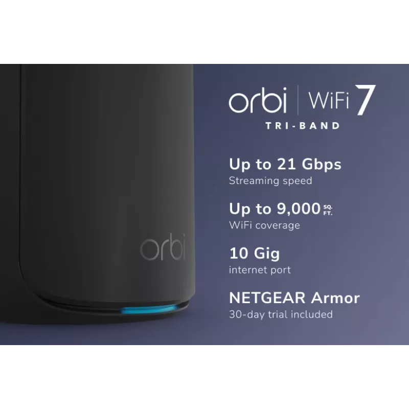 NETGEAR Orbi 870 Tri-Band (2,4 GHz / 5 GHz / 6 GHz) Wi-Fi 7 čierna 4 interné antény