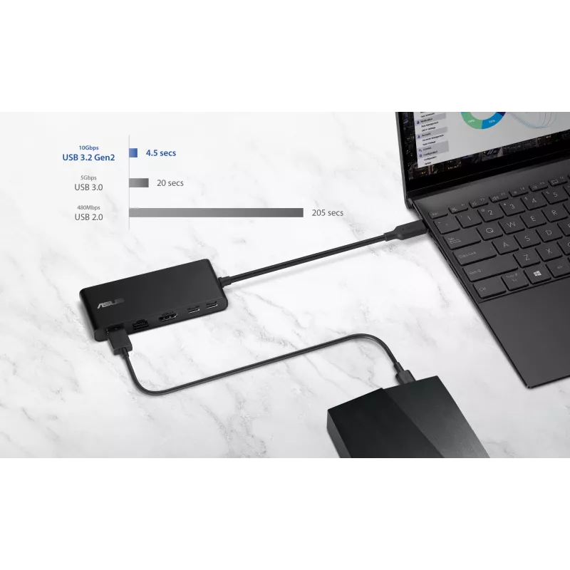 ASUS Dual 4K USB-C Dock DC201 káblový USB 3.2 Gen 2 (3.1 Gen 2) Type-C čierny