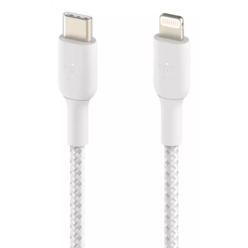 BELKIN Lightning-na-USB-C kábel pletený 1m biely