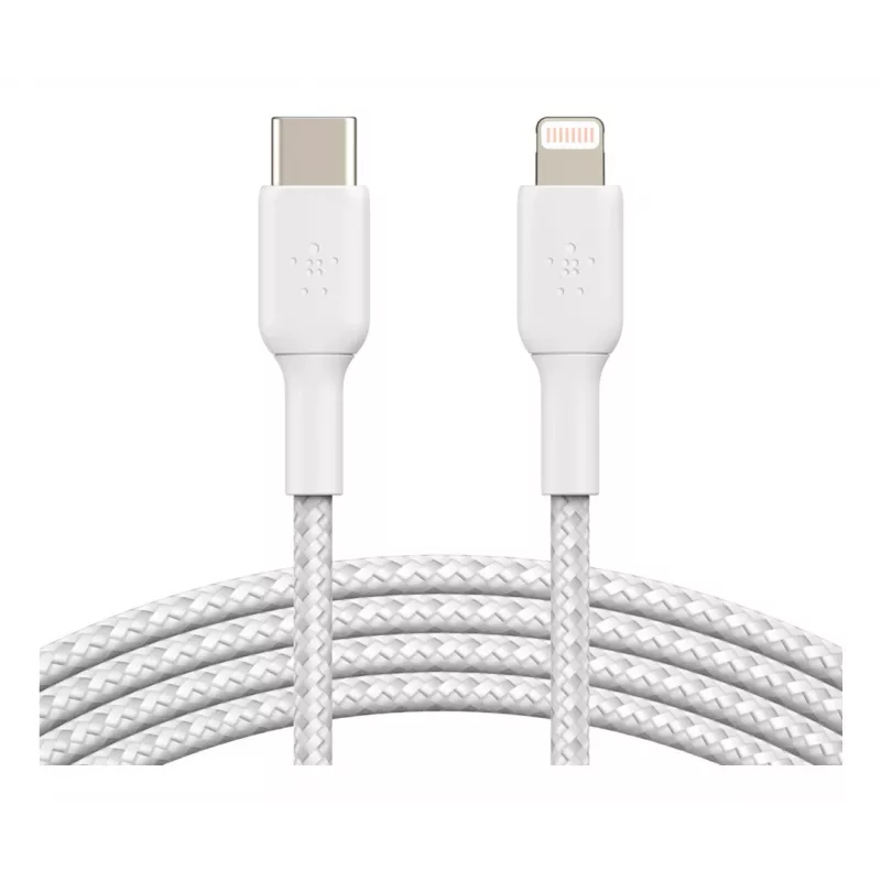 BELKIN Lightning-na-USB-C kábel pletený 1m biely