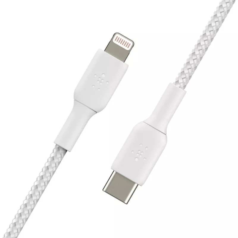 BELKIN Lightning-na-USB-C kábel pletený 1m biely
