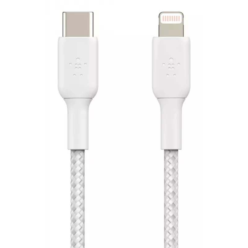BELKIN Lightning-na-USB-C kábel pletený 1m biely