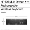 HP 725 Multi-Device nabíjateľná bezdrôtová klávesnica, plná veľkosť (100%), bezdrôtová, RF Wireless + Bluetooth, čierna