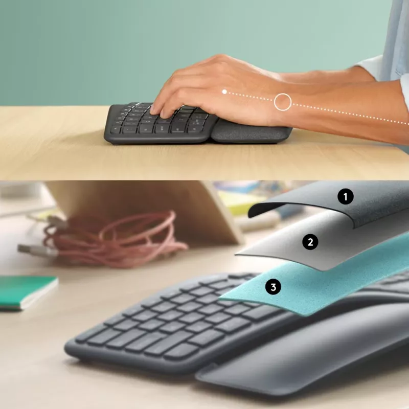 LOGITECH Ergo K860 - bezdrôtová split klávesnica grafitová Qwerty US/International