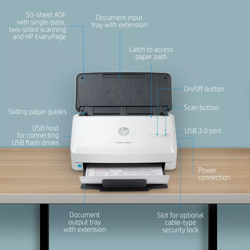 HP Scanjet Pro 3000 s4 skener s podávačom 600 x 600 DPI A4 čierny, biely