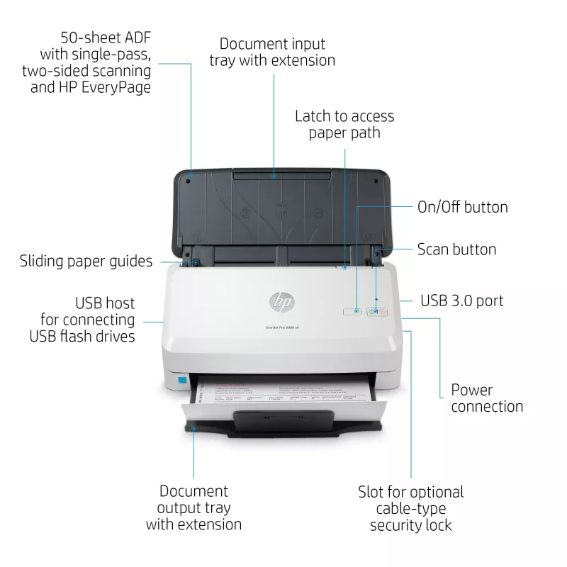 HP Scanjet Pro 3000 s4 skener s podávačom 600 x 600 DPI A4 čierny, biely