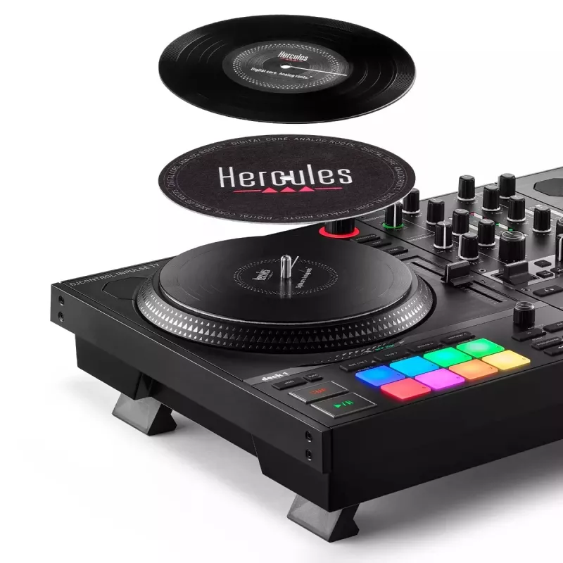 Hercules INPULSE T7 čierny DJ kontrolér – 3,5 mm/6,35 mm slúchadlá, USB kábel, 652×350×90 mm