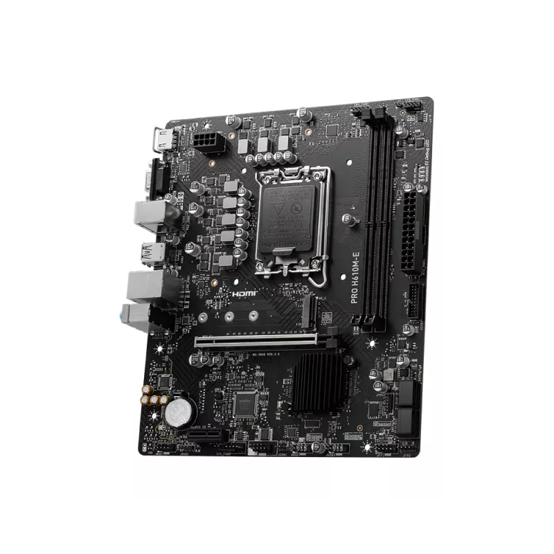 Základná doska MSI PRO H610M-E — Intel H610, LGA 1700, micro ATX, DDR5, 2x DIMM, max 96 GB, 2.5Gb LAN, HDMI, 4x SATA III