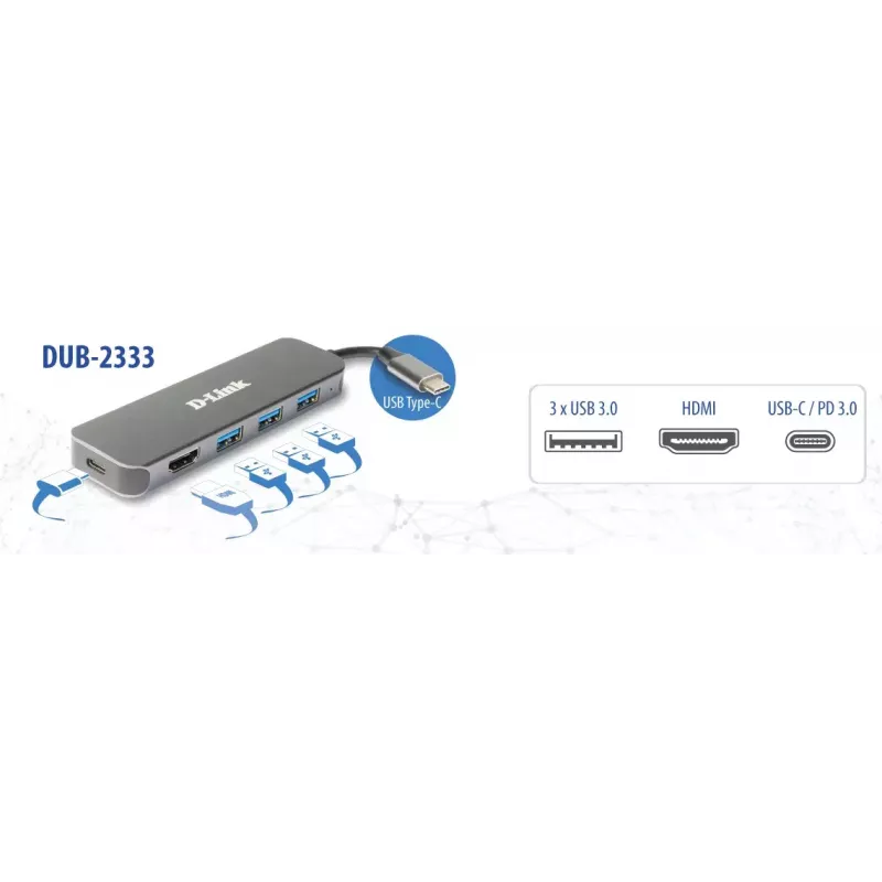 D-Link 5-in-1 USB-C Hub s HDMI/Power Delivery