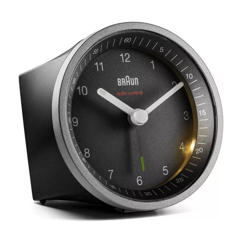 Braun BC07SB-DCF kremenný budík čierny, strieborný