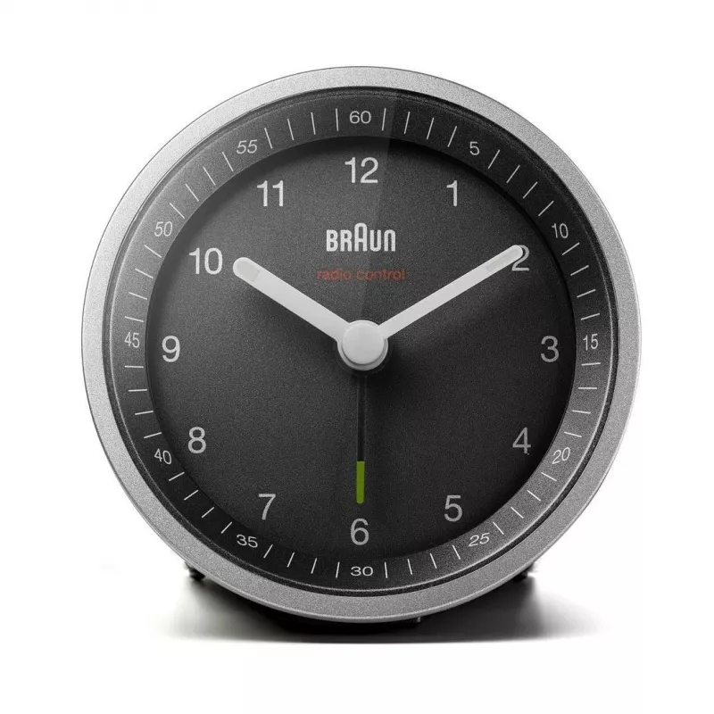 Braun BC07SB-DCF kremenný budík čierny, strieborný