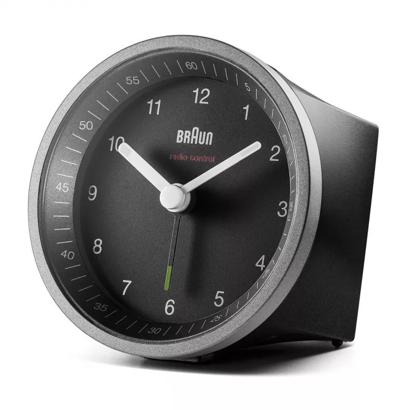 Braun BC07SB-DCF kremenný budík čierny, strieborný