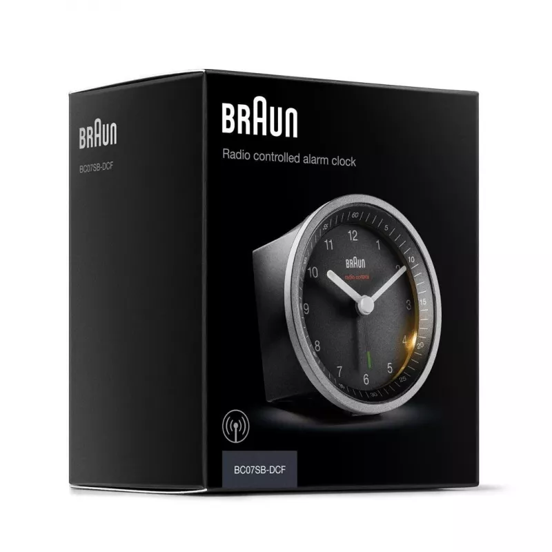 Braun BC07SB-DCF kremenný budík čierny, strieborný