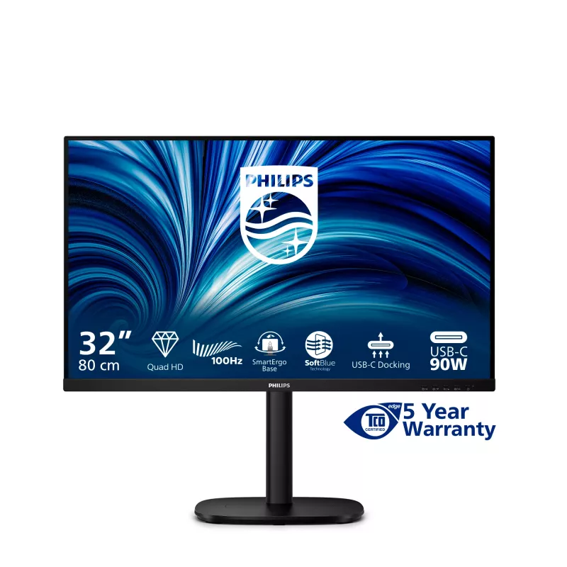 Philips 32B2U3601/00 počítačový monitor 80 cm (31,5 palca) 2560 x 1440 pixelov Quad HD LCD čierny