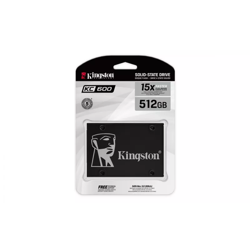 Kingston Technology 512G SSD KC600 SATA3 2,5 palca, 512 GB, 2,5 palca, 550 MB/s, 6 Gbit/s