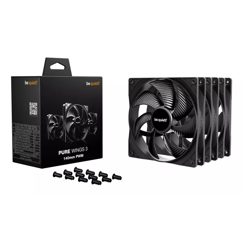 be quiet! Pure Wings 3 140mm | PWM Triple Pack ventilátor počítačovej skrine 14 cm čierny 3 kusy