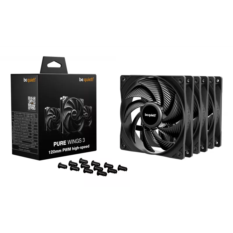 be quiet Pure Wings 3 120mm | PWM high-speed Triple Pack ventilátor počítačovej skrine 12 cm čierny 3 ks