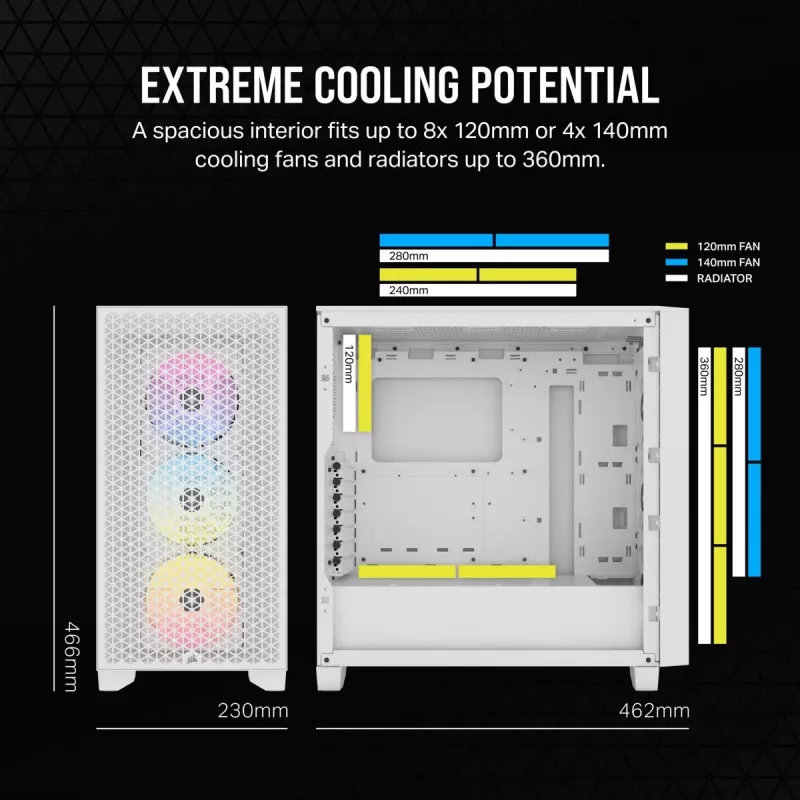 CORSAIR Mid-Tower PC skriňa – 3000d RGB Airflow – biela