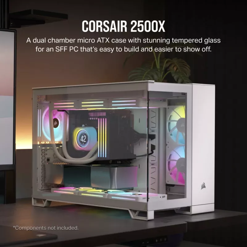 CORSAIR PC skriňa – 2500X Mid-Tower Dual Chamber PC skriňa – biela