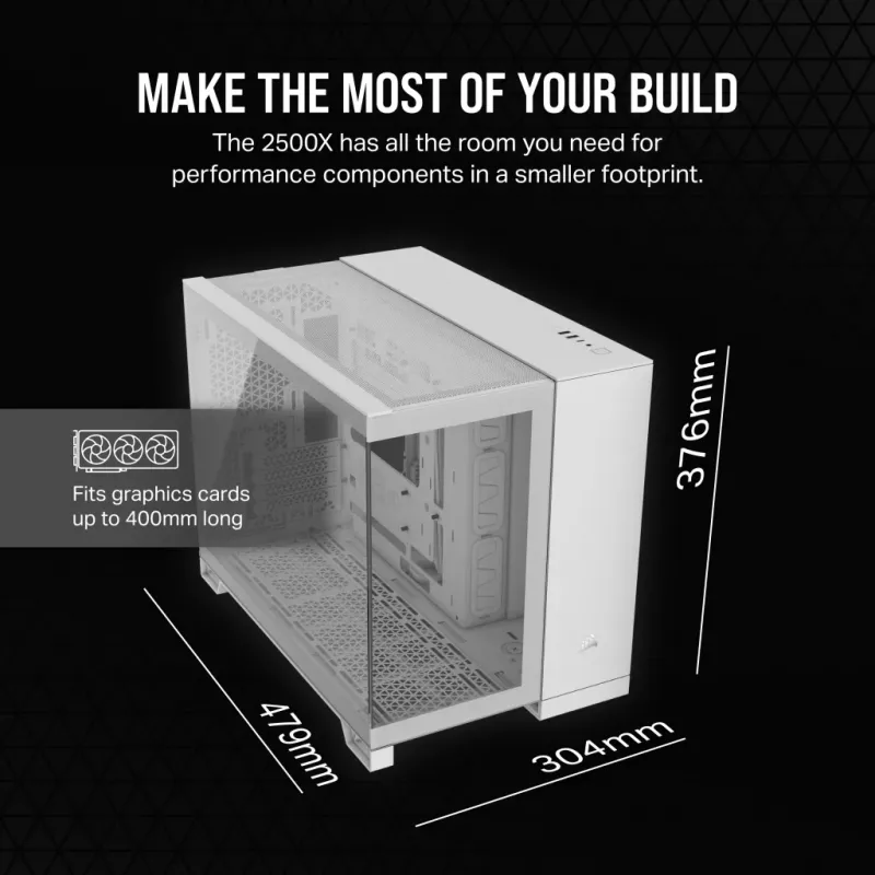 CORSAIR PC skriňa – 2500X Mid-Tower Dual Chamber PC skriňa – biela