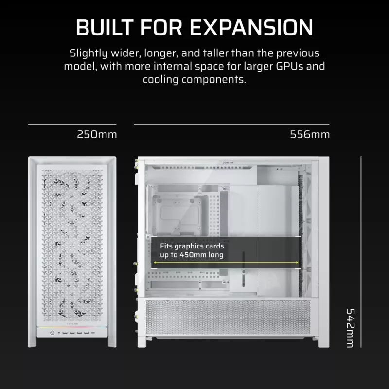 CORSAIR PC skriňa - Frame 5000D RS High-Airflow Mid-Tower PC skriňa - biela