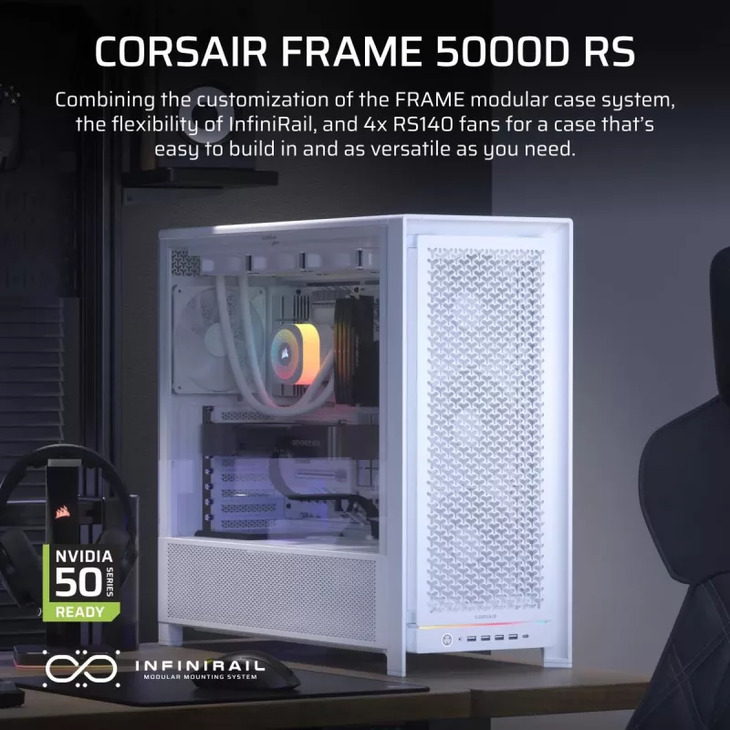 CORSAIR PC skriňa - Frame 5000D RS High-Airflow Mid-Tower PC skriňa - biela