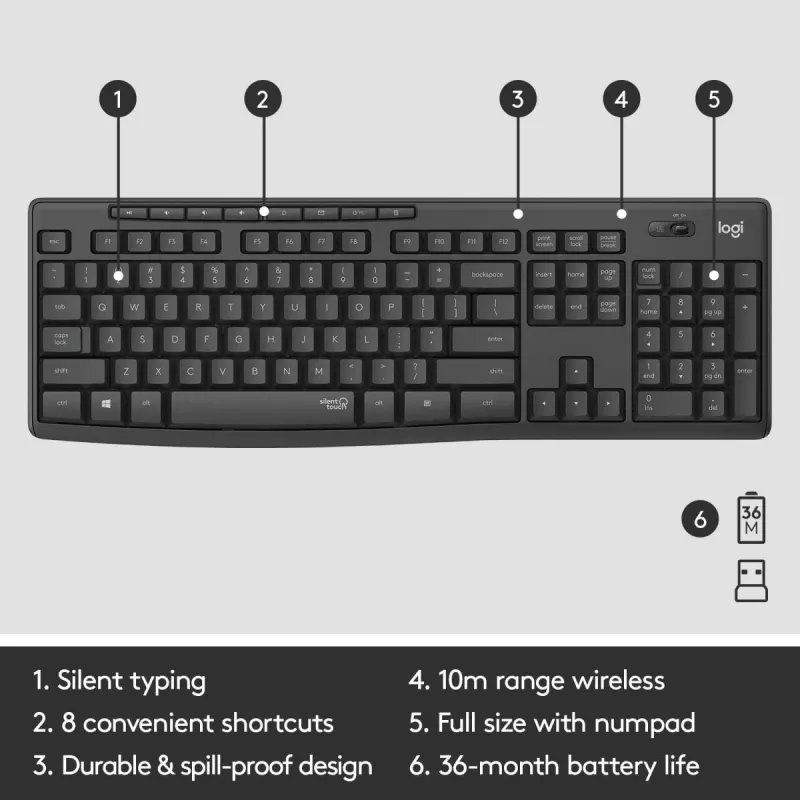 LOGITECH Mk295 Silent Wireless Combo Graphite Azerty belgická