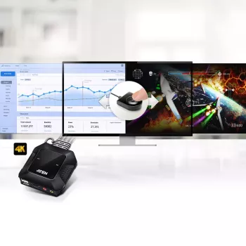 ATEN 2-portový USB 4K HDMI KVM prepínač s diaľkovým ovládačom na výber portu