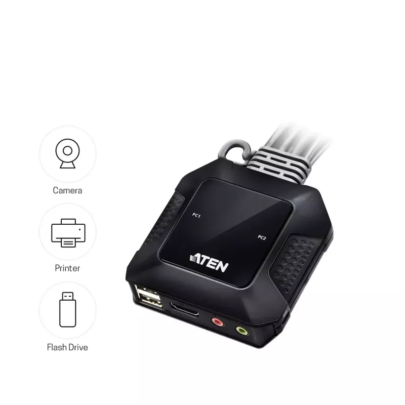 ATEN 2-portový USB 4K HDMI KVM prepínač s diaľkovým ovládačom na výber portu