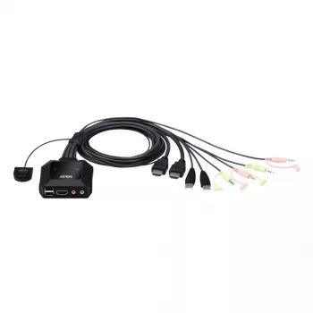 ATEN 2-portový USB 4K HDMI KVM prepínač s diaľkovým ovládačom na výber portu