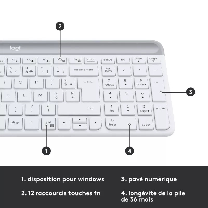LOGITECH tenká bezdrôtová klávesnica a myš Combo Mk470 - Offwhite - Azerty French