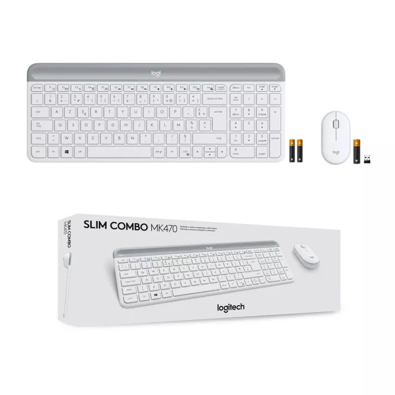 LOGITECH tenká bezdrôtová klávesnica a myš Combo Mk470 - Offwhite - Azerty French