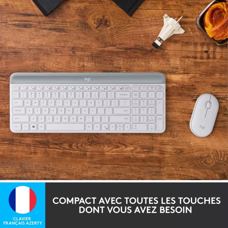 LOGITECH tenká bezdrôtová klávesnica a myš Combo Mk470 - Offwhite - Azerty French