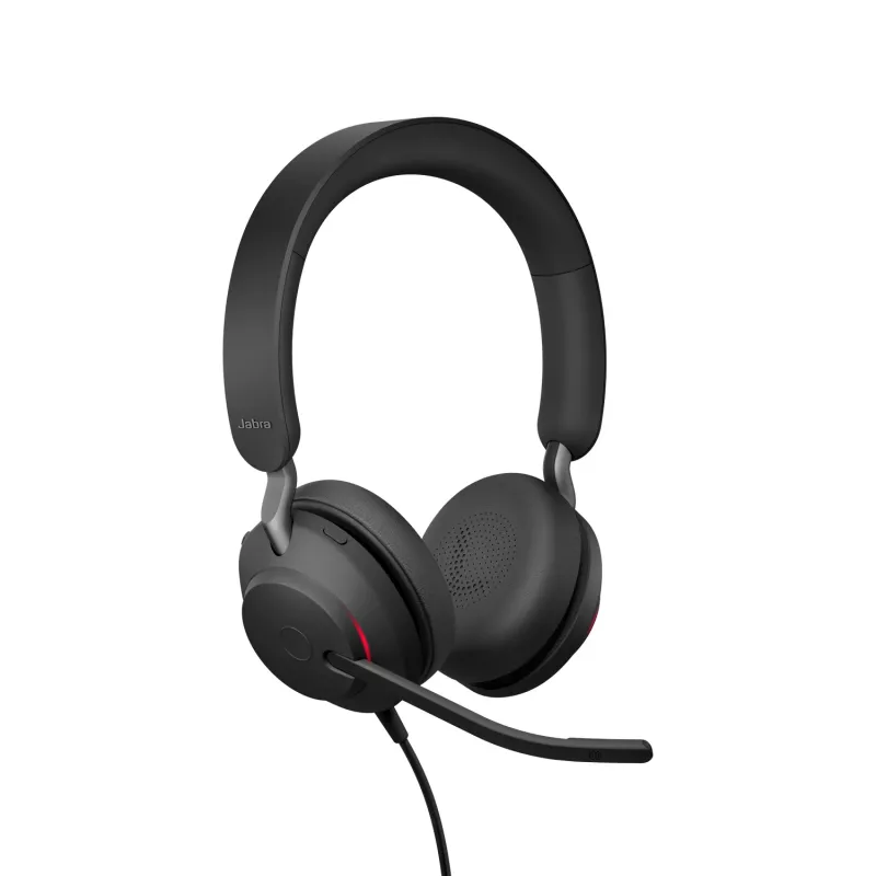 Jabra Evolve2 40 SE UC Stereo slúchadlá s mikrofónom na uši, káblové USB-A, 3 mikrofóny, čierne