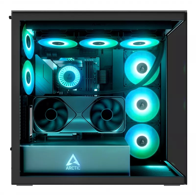 ARCTIC Xtender VG (Mirror Black) Premium E-ATX PC skriňa s vertikálnym držiakom GPU
