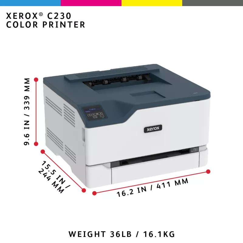 Xerox C230 A4 22ppm Wireless Duplex tlačiareň PS3 PCL5e6 2 papierové zásobníky celkom 251 listov