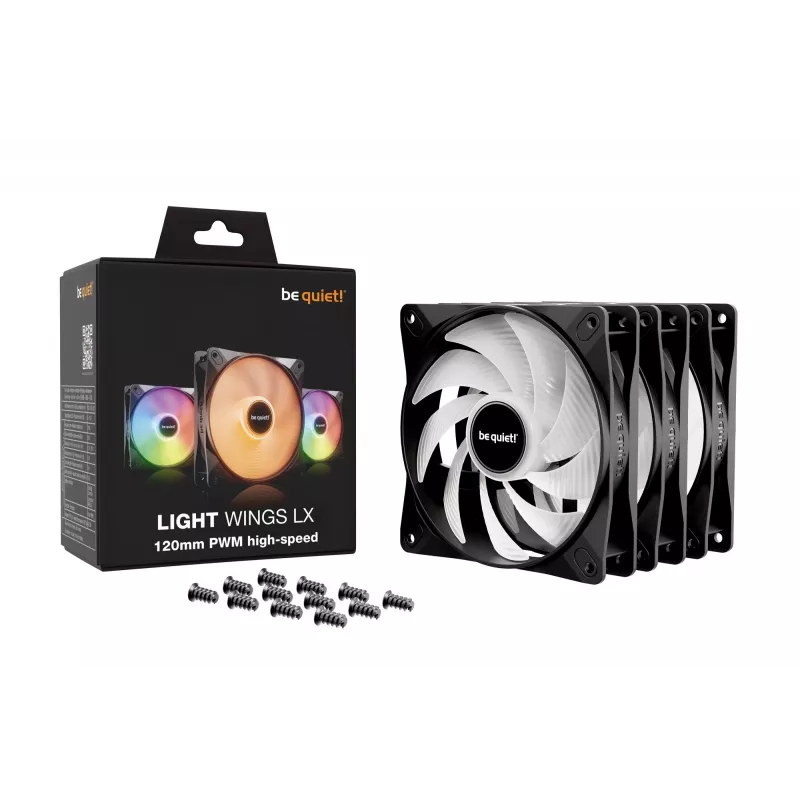 be quiet LIGHT WINGS LX 120mm PWM High Speed 3-Pack čierny ventilátor počítačovej skrine 12 cm 3 kusy