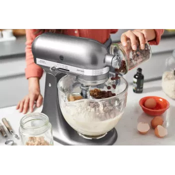 Stolový mixér KITCHENAID ARTISAN 5KSM185PS — 300 W, 4,8 L nerezová misa, 10 rýchlostí, strieborná