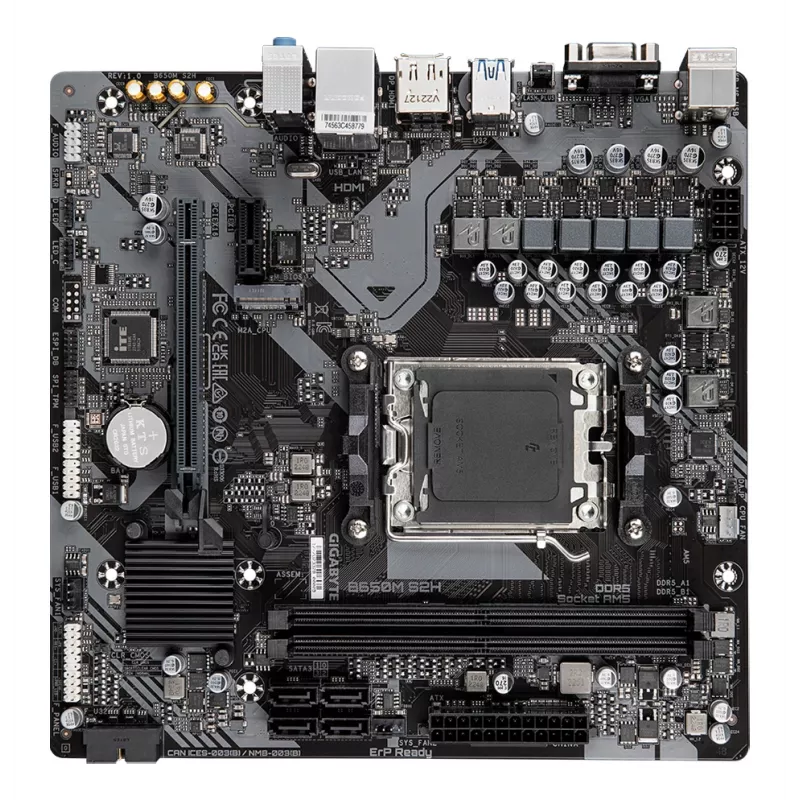 GIGABYTE B650M S2H základná doska - AMD Ryzen 9000 Series CPU, 5+2+2 Phases VRM, až do 6400MHz DDR5 (OC), 1xPCIe 4.0 M.2, GbE LAN, USB 3.2 Gen 1