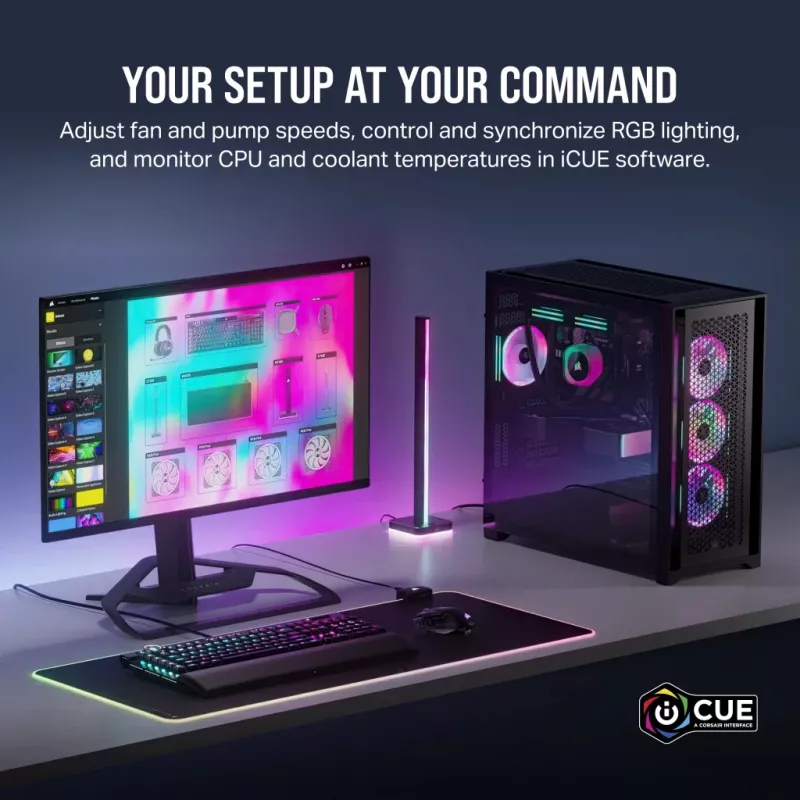 CORSAIR chladič CPU – iCUE Link H100i RGB AiO kvapalinový chladič – biely