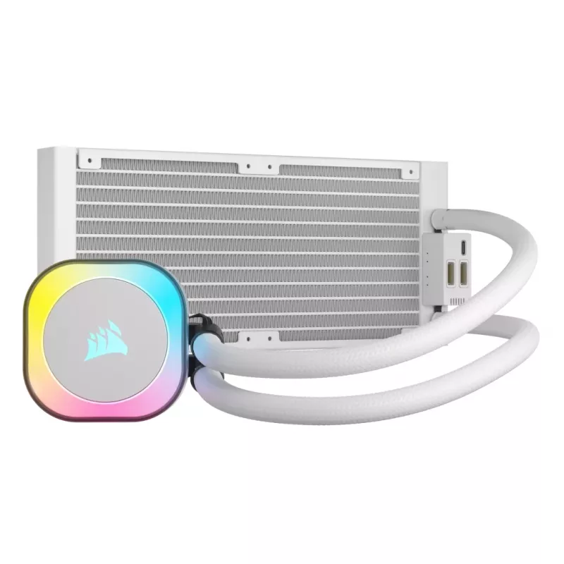 CORSAIR chladič CPU – iCUE Link H100i RGB AiO kvapalinový chladič – biely