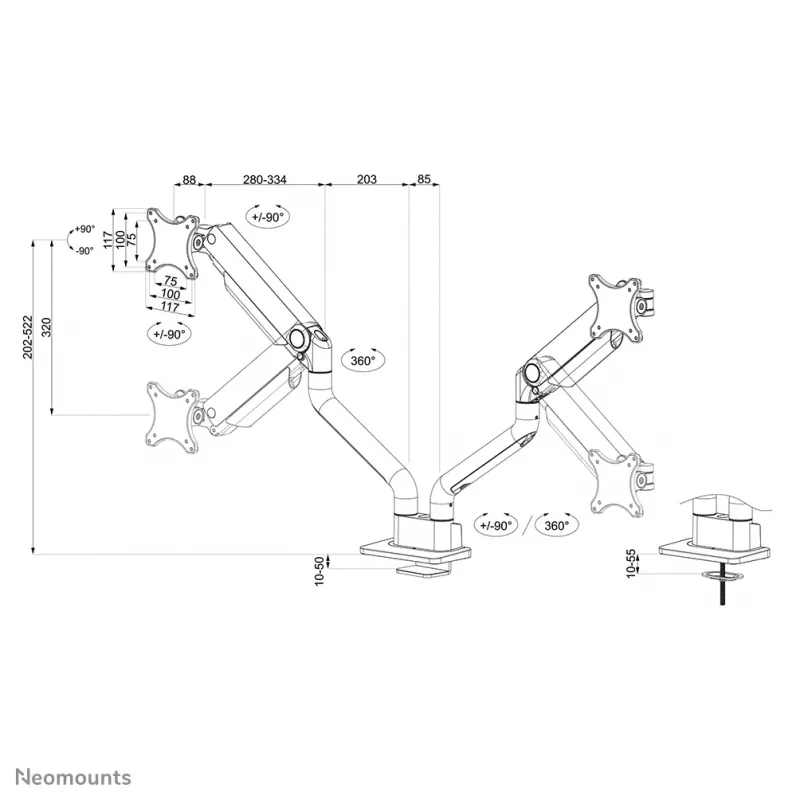 Neomounts DS70S-950BL2 držiak monitora 17-35