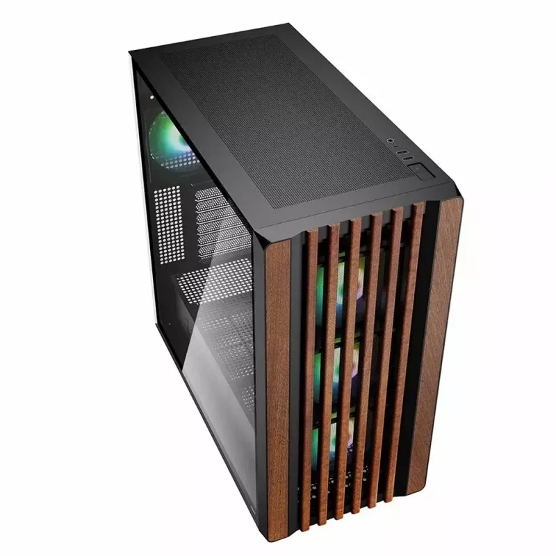 PC skriňa Sharkoon REBEL C70G RGB Full Tower čierna, drevo
