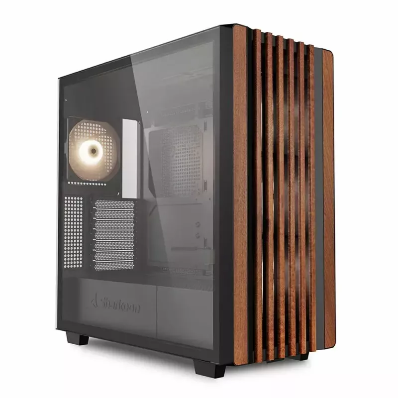 PC skriňa Sharkoon REBEL C70G RGB Full Tower čierna, drevo