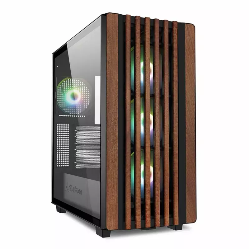 PC skriňa Sharkoon REBEL C70G RGB Full Tower čierna, drevo