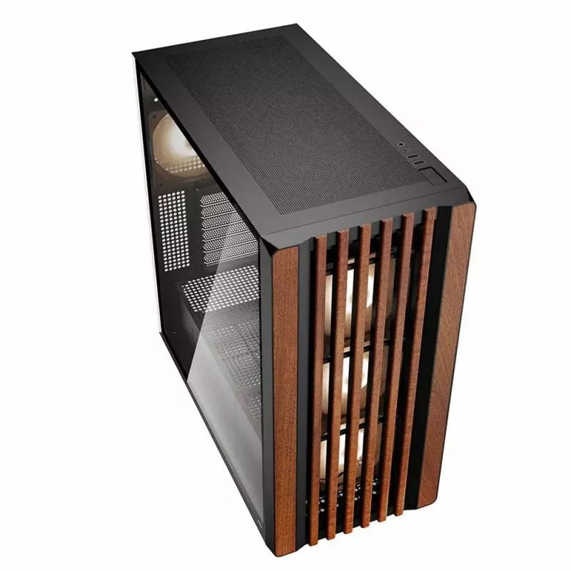 PC skriňa Sharkoon REBEL C70G RGB Full Tower čierna, drevo