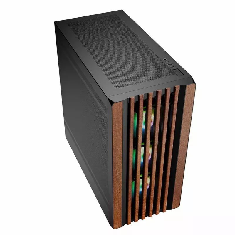 PC skriňa Sharkoon REBEL C70M RGB Full Tower čierna, drevo